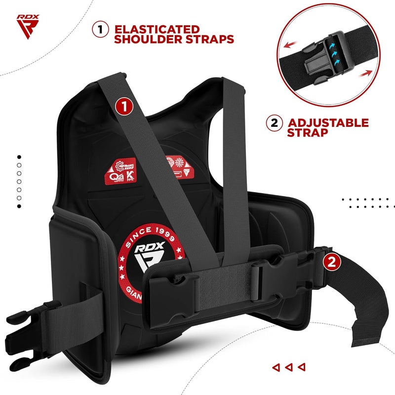 Rdx Boxing Body Protector, MMA Kickboxing Muay Thai Boxing Chest Guard, Sparring Training Heavy Punching, Kara Adjustable Strike Shield, Martial Arts Upper Body Ribs Protection Pad, Taekwondo Vest - Image 2